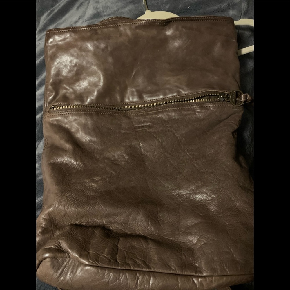 Brown leather backpack purse